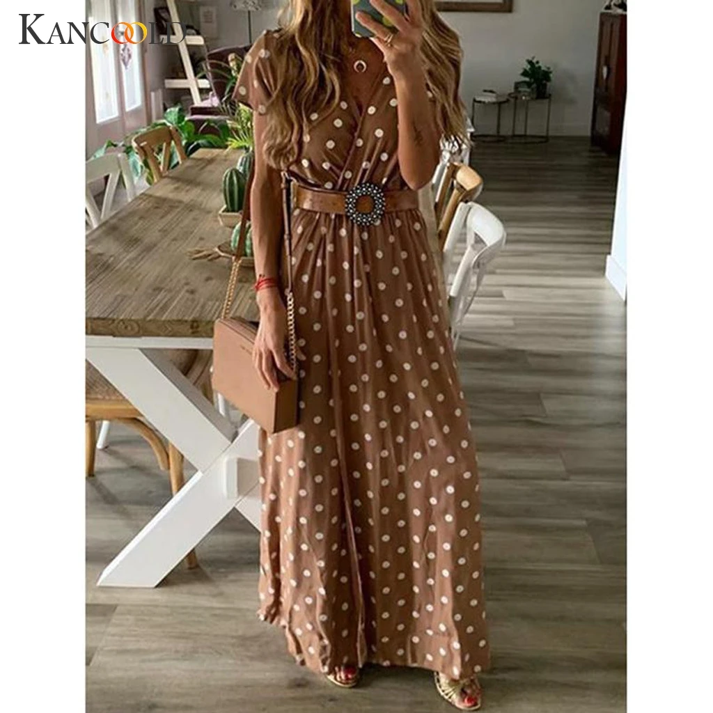 

KANCOOLD dress Womens Holiday Boho Dot Print Ladies Summer Dress Pomisi Loose Beach Party fashion new dress women 2019MAY28