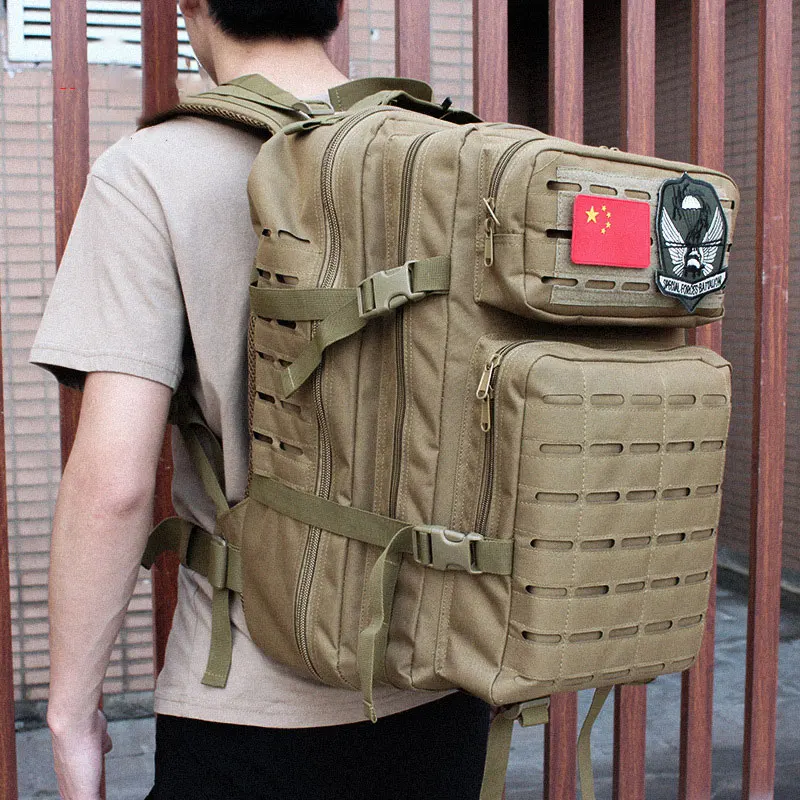 45L мужской военный рюкзак 3P нейлоновый тактический рюкзак походный охотничий походный рюкзак альпинистская сумка мочила для похода спорта XA841WA - Color: Khaki
