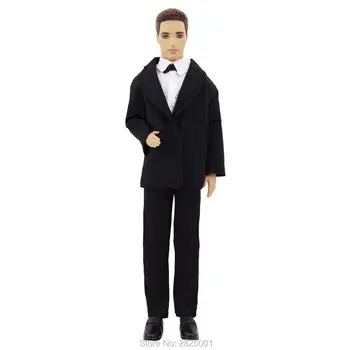 

Handmade Classic Tuxedo 3in1 Outfit Black Formal Suit Jacket White Shirt Bowknot Trousers Uniform Clothes For Barbie Ken Doll