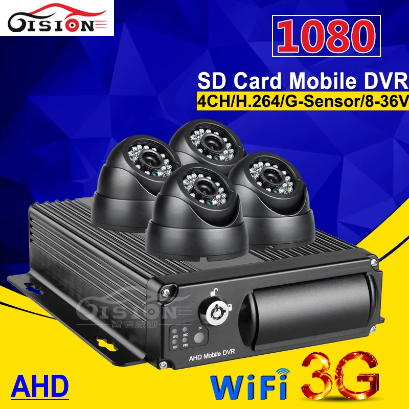 

4CH Video Input Remote Monitoring 3G GPS Wifi Mobile Dvr Kits CCTV Security Surveillance 1080P AHD Car Mdvr Support PC And Phone