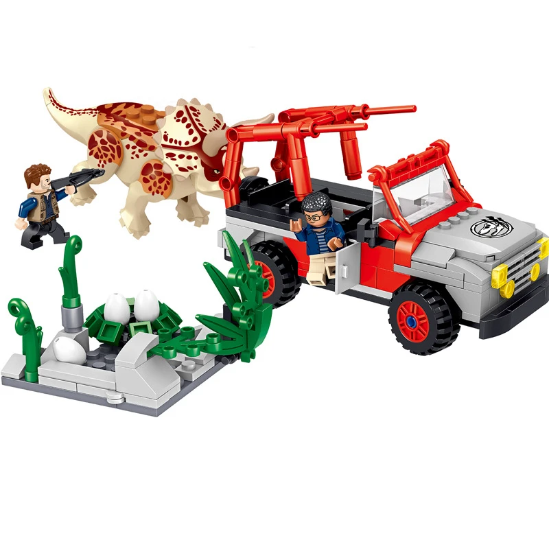 

Jurassic World Park Dinosaur off-road vehicle Raptor Triceratops Theft Building Blocks Sets Bricks Kids Compatible