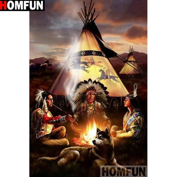

HOMFUN Full Square/Round Drill 5D DIY Diamond Painting "Man fire" Embroidery Cross Stitch 5D Home Decor Gift A13980