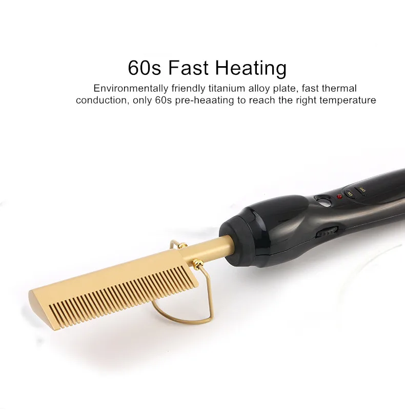 Новинка, электрический выпрямитель для волос, расческа для волос золотого цвета, быстро разглаживает керамическую температуру нагрева