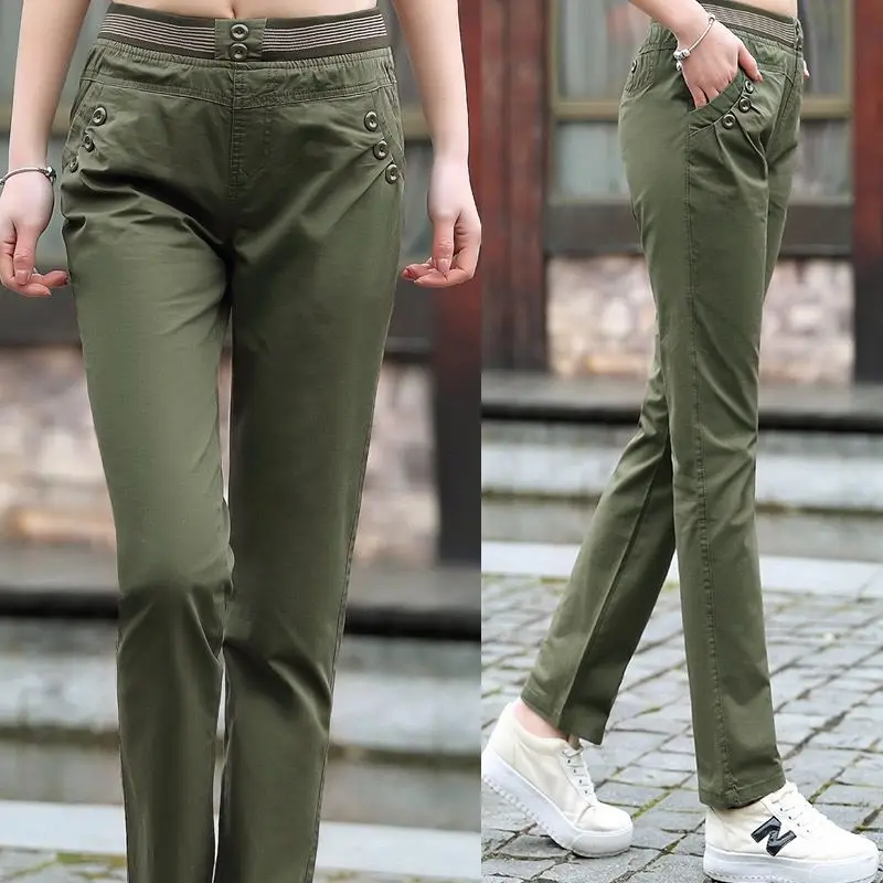 

Striped Strechy Elastic High Waist Harem Pants Women Bowtie Belt Slim Long Trousers Women's Casual Capris With Pockets