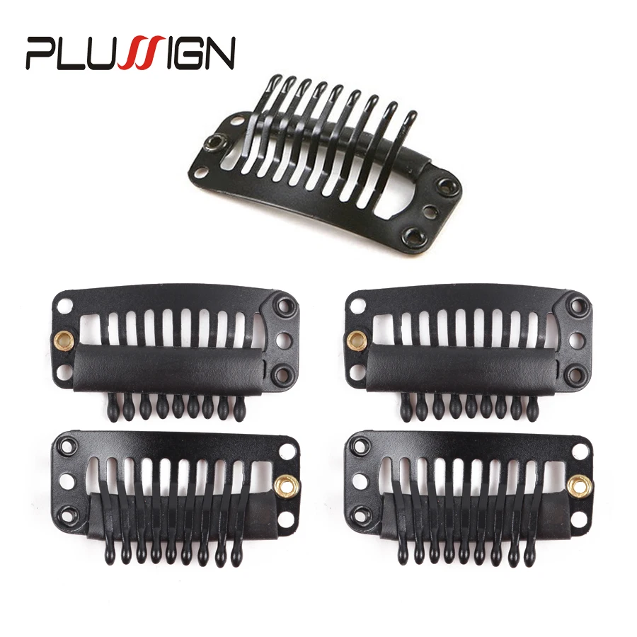 

Snap Clips For Hair Extensions Weaves 20Pcs U-Shape Metal Wig Clips With Silicon Rubber 32Mm 9 Teeth Best Quality