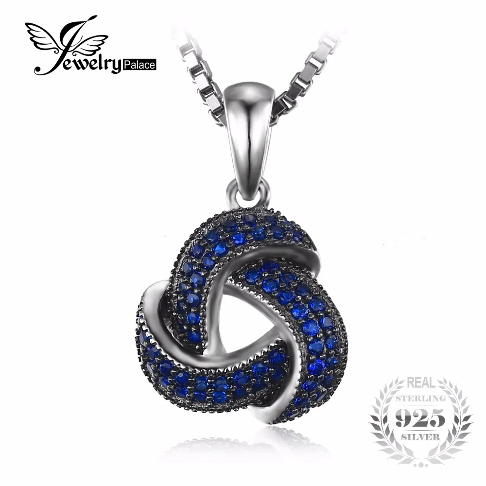 JewelryPalace Fashion Created Blue Spinel Flower Pendants for Women Genuine 925 Sterling Silver Fine font b