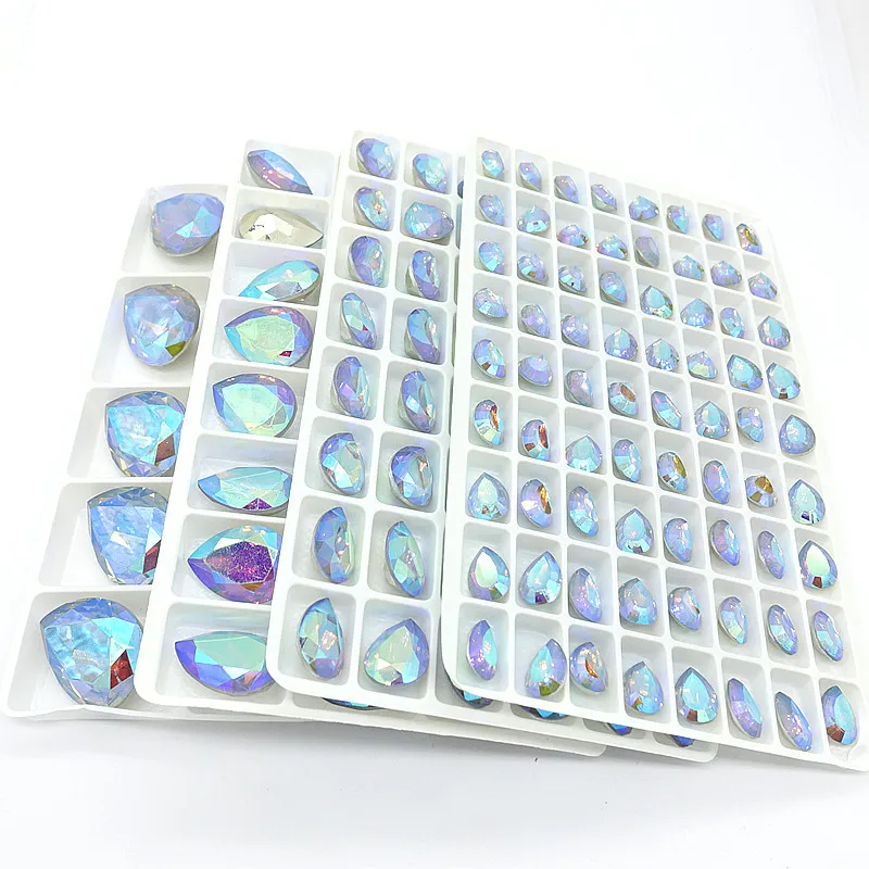 

Wholesale Lots Colors blue AB Teardrop Resin Rhinestone Loose Beads Jewelry Making 7X10mm 10x14mm 13x18mm 18x25mm DIY new