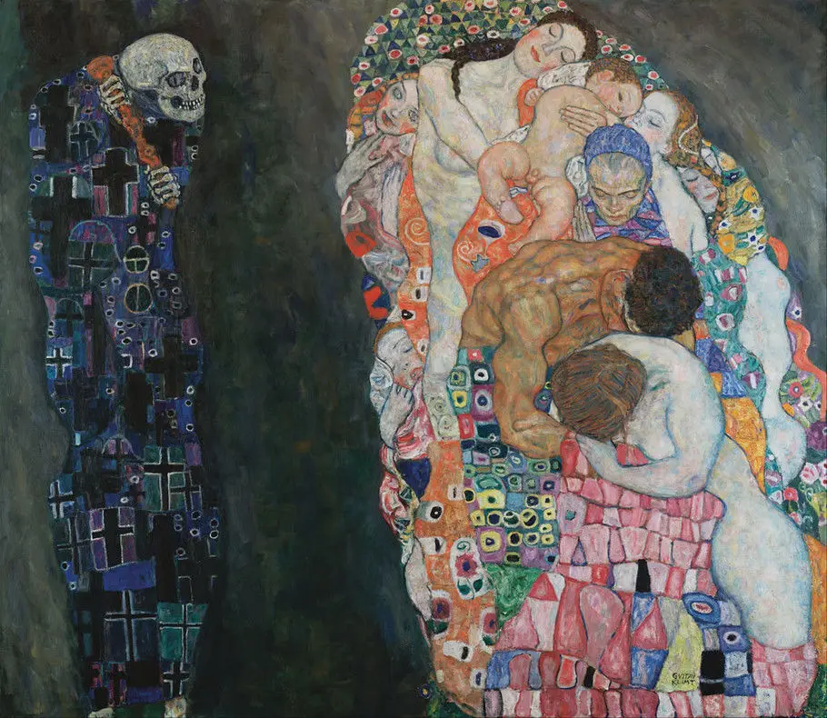 

100%Handmade Oil painting Gustav Klimt - Death and Life Humans and demons on canvas