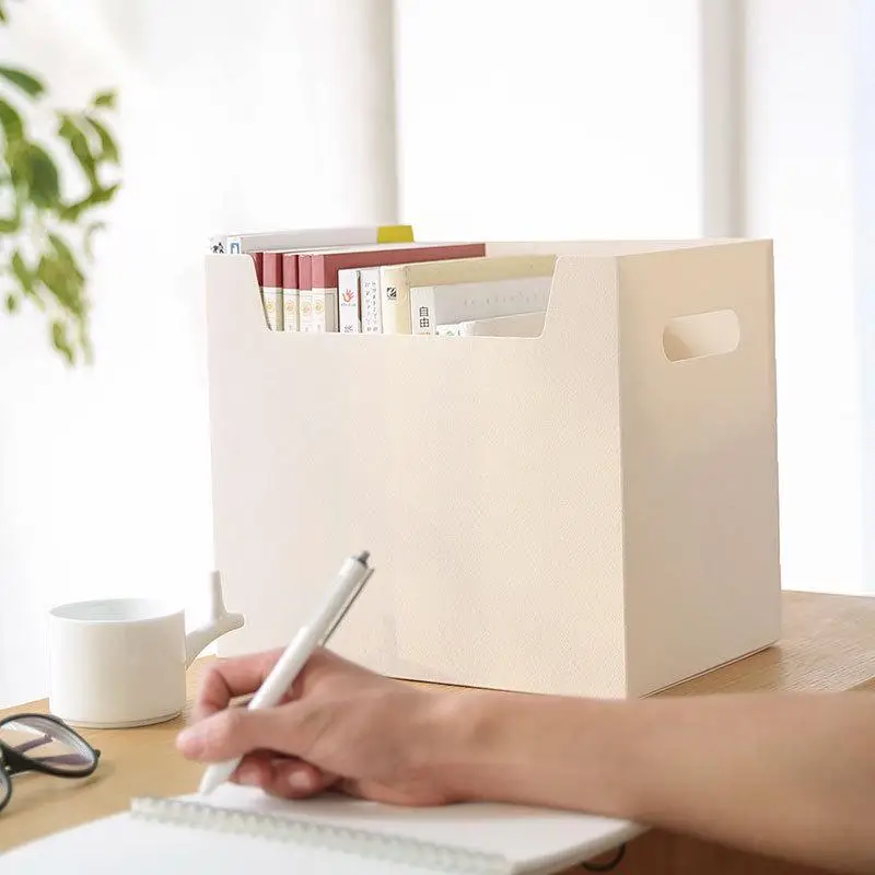 

Simple Book Storage Box Book Basket Office Plastic Cardboard Finishing Box Large Desktop Sundries Storage Organizer Home Decor