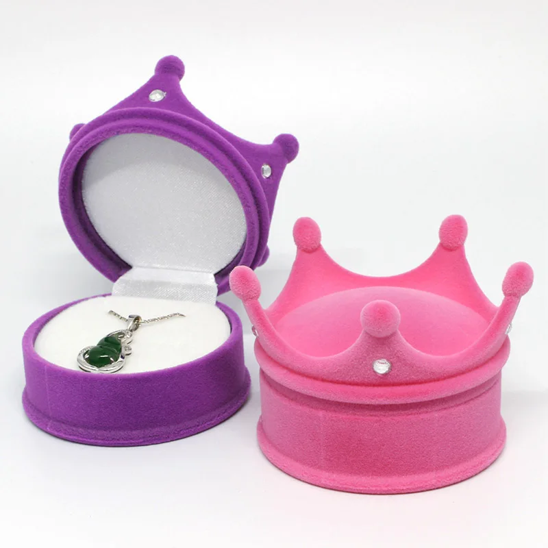 Бархатная коробка для ювелирных изделий, милая Корона, портативный органайзер для хранения, свадебное кольцо, серьги, ожерелье, держатель, упаковка для ювелирных изделий
