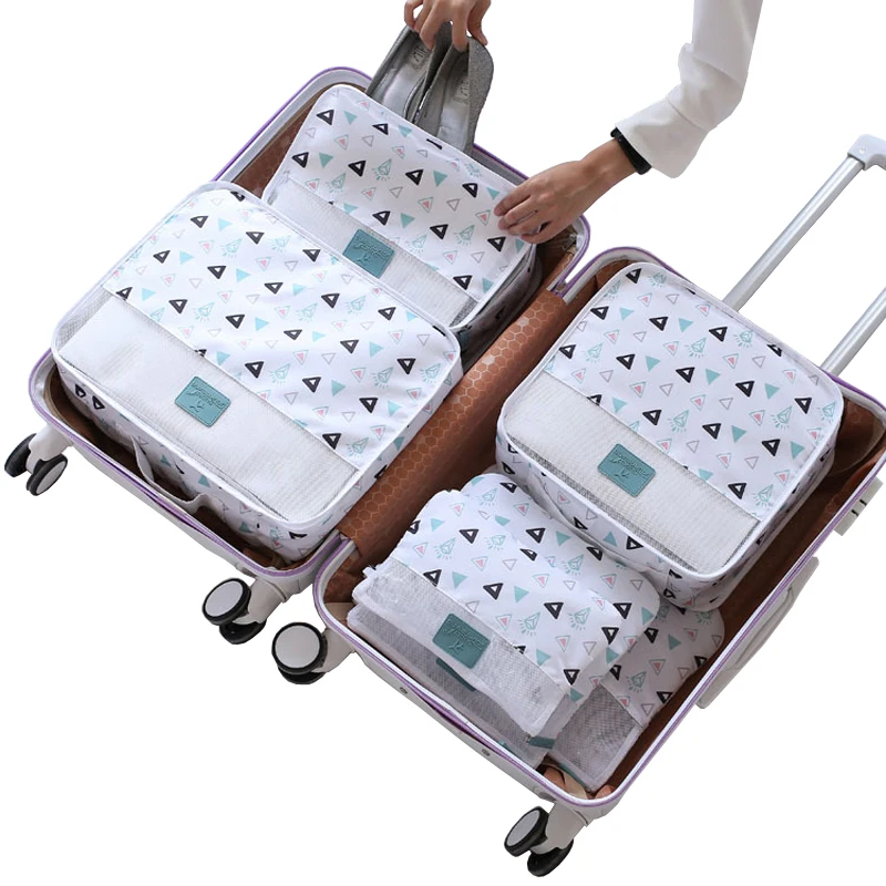 

2019 Travel bag 6PCS/Set High Quality Oxford Cloth Travel Mesh Bag In Bag Luggage Organizer Packing Cube Organiser for Clothing
