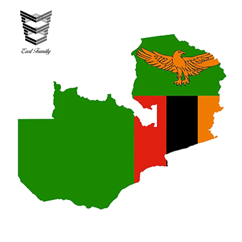 

EARLFAMILY 13cm x 11cm Car Styling Zambia Map Flag Sticker Silhouette for Bumper Helmet Car Laptop Door Truck Car Sticker