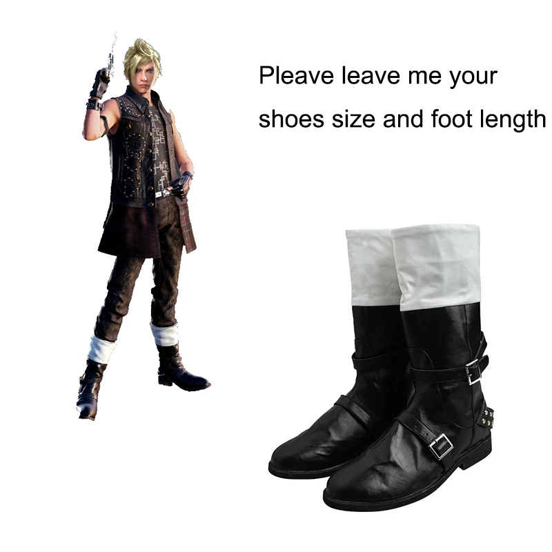 

Final Fantasy XV Cosplay Shoes Prompto Argentum Cosplay Boots Adult Men Anime Game Cosplay Costume Props Accessories Black Shoes