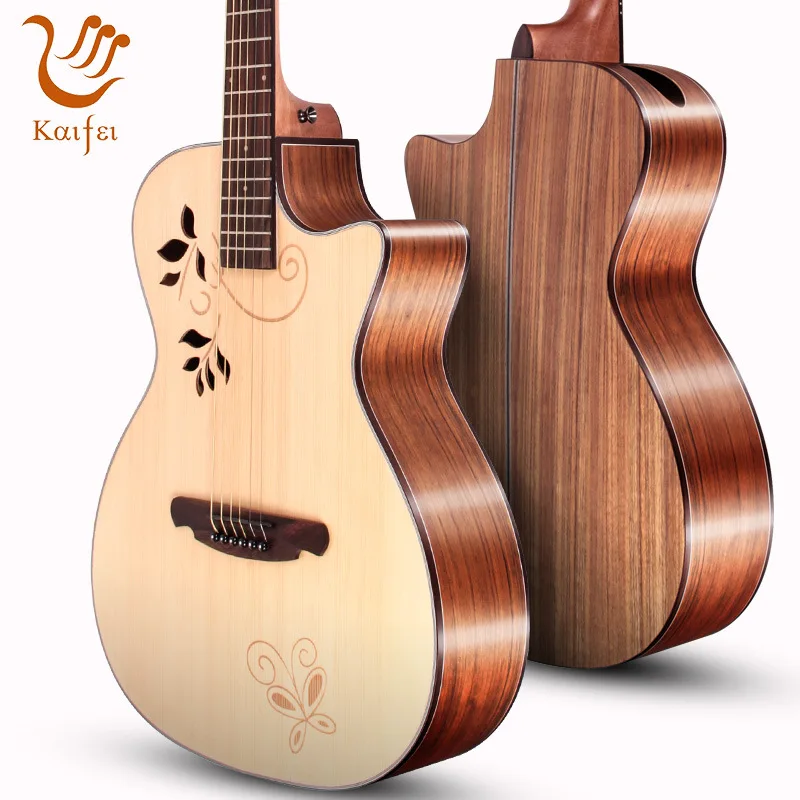 

40 inch Folk Guitar Rosewood Fingerboard Guitarra Carved Pattern Missing Angle With Bag