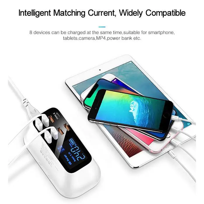 Умный usb type C светодиодный дисплей постоянного тока 5 V 2A беспроводной Быстрый 5 V 8A(макс) зарядка мобильного телефона настольное зарядное usb-устройство 10 W