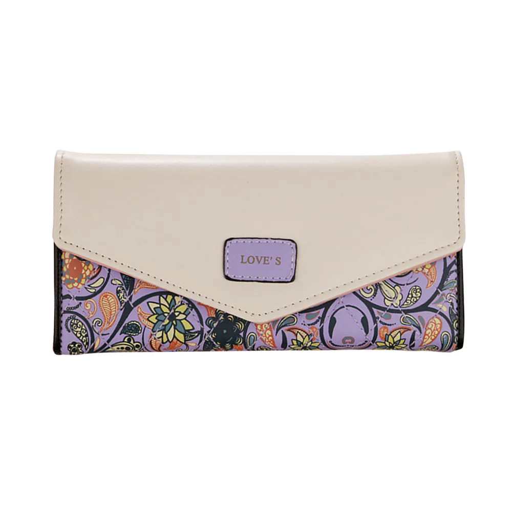 MOLAVE Wallets & Holders flower women wallet Pastoral small floral Ling Ge clutch bag lady hit color envelope buckle purse 9408