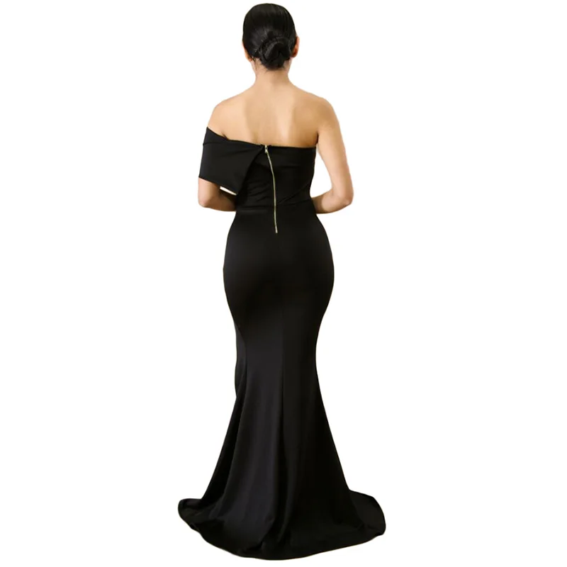 Black-Off-The-Shoulder-One-Sleeve-Slit-Maxi-Party-Prom-Dress-LC61929-2-2