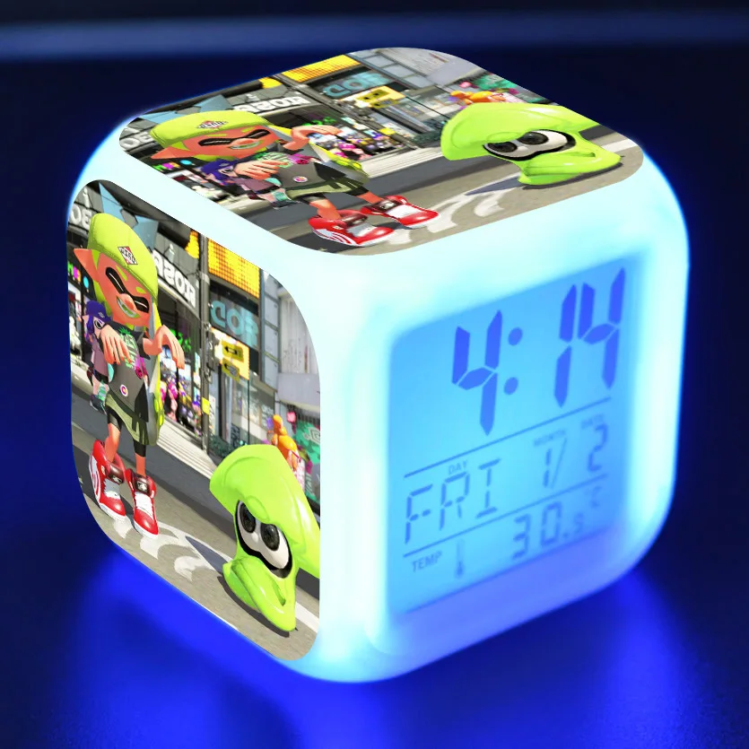 Splatoon мультяшный будильник детские игрушки Led reloj будильник, цифровой Электронные часы с будильником Пробуждение свет стол reveil wekker - Цвет: 11