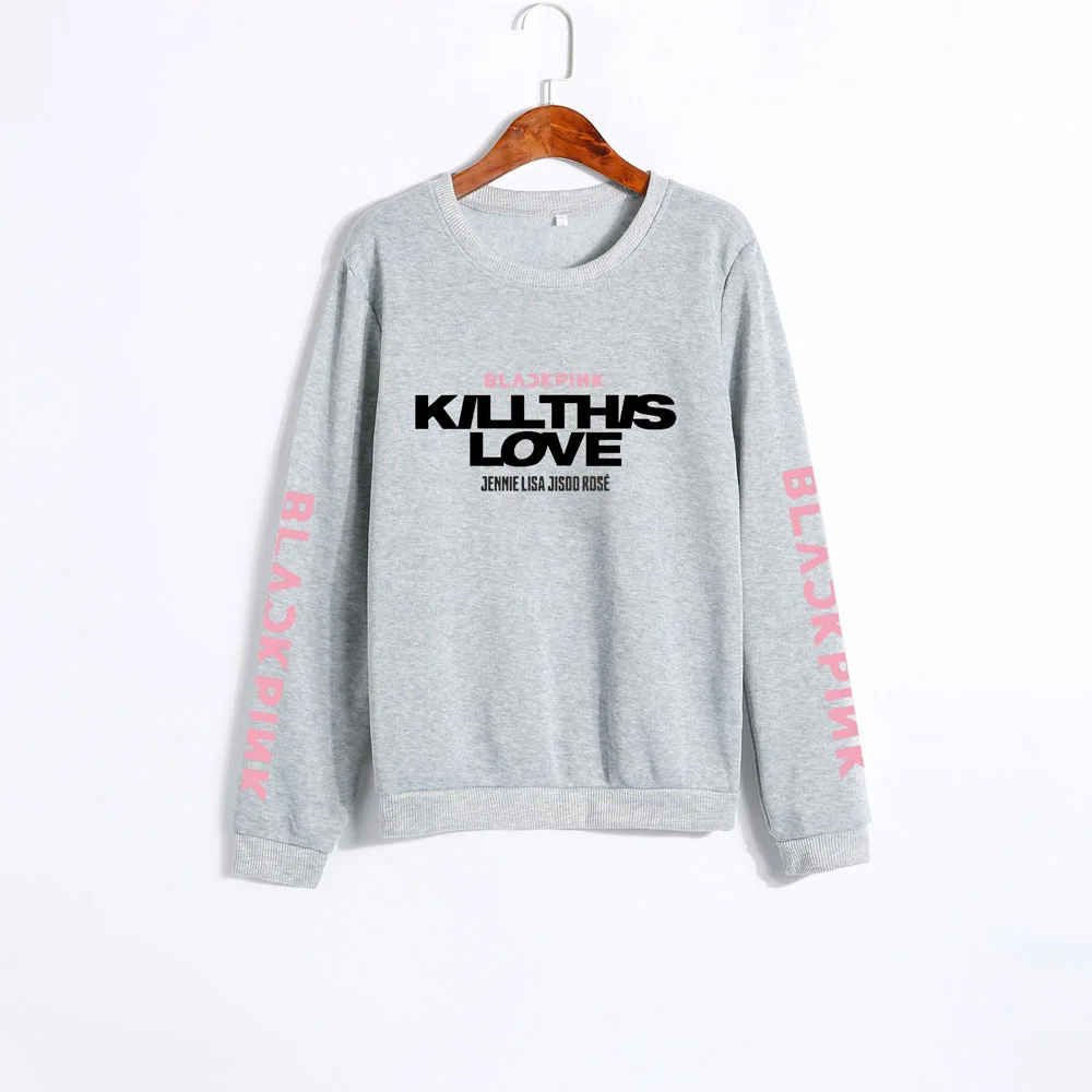 HBEN осенняя одежда унисекс для влюбленных корейский Черный Розовый KILL THIS LOVE альбом толстовка с буквами B Мужской Женский пуловер Sudadera Mujer