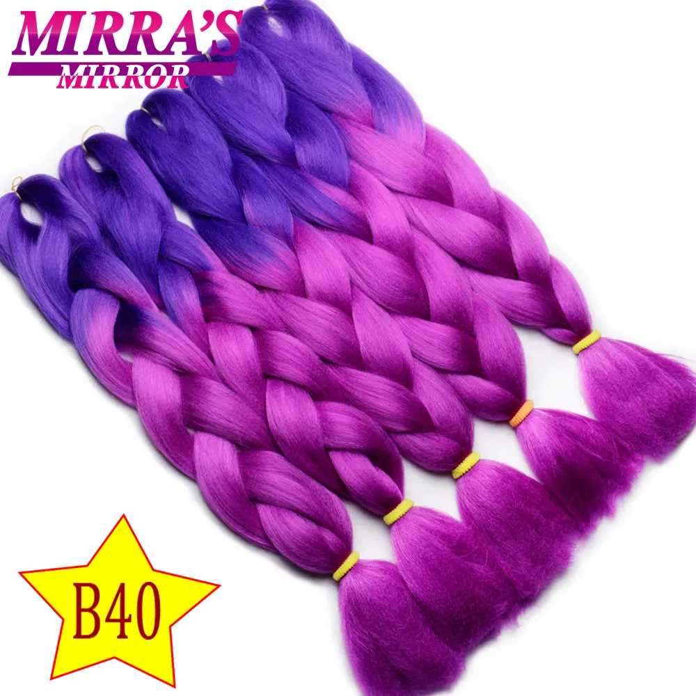 Mirra’s Mirror 5pcs Jumbo Braid Hair Crochet Braids Synthetic Hair Ombre Braiding Hair Extensions Three Tone 24inches - Цвет: B40