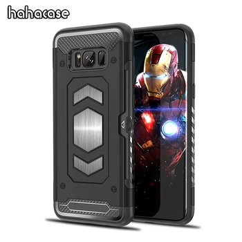 

1000pcs Hybrid TPU+PC Shockproof Card Slot Case For Samsung Note 9 8 S9 S8 Plus A8 A6 Plus A7 A5 2017 2018 Car Magnet Back Cover