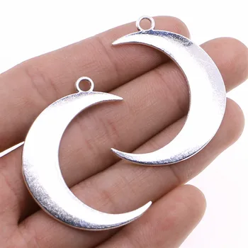 

WYSIWYG 8pcs/lot Jewelry Making DIY Handmade Craft Charms Antique Silver Color 42x43mm Moon Pendant