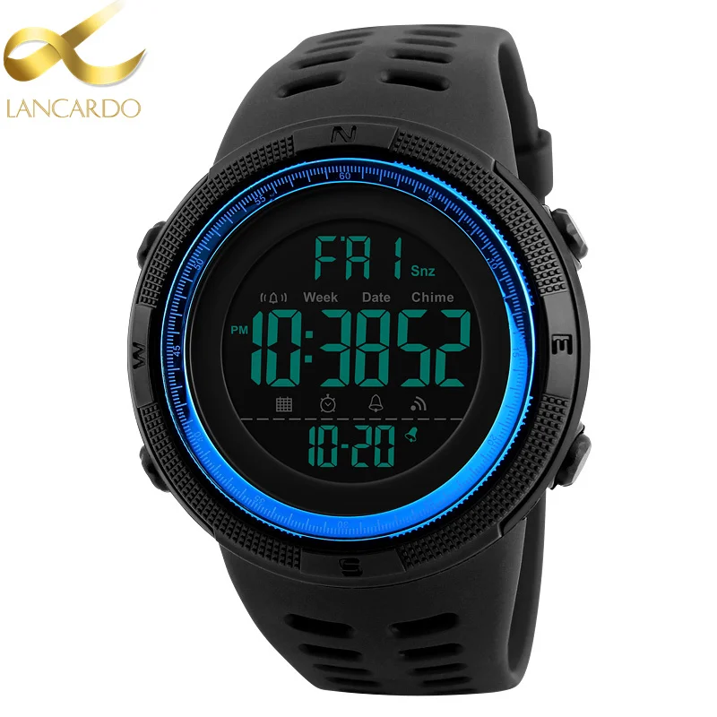 

New Luxury Brand Lancardo Mens Sports Watches Dive 50m Digital LED Military Watch Casual Electronics Wristwatches Relojes Men