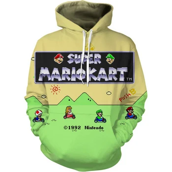 

Jumeast Men/Women Hoodies Super Mariokart Sweatshirts 3D Print Hooded Sweats Tops Streetwear Pullover