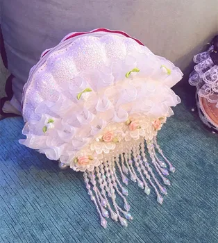 

Lolita Shell Shape Lace Flower Party Wallet Purse Chain Bag Messenger Shoulder Handbags Bag for Girl Lady Wo Gifts