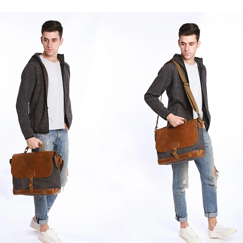 ECOSUSI Men15.7 &quotрюкзак из холщовой кожи через плечо винтажные сумки большая сумка на