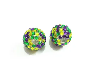 

Newest ! 20mm 100pcs/lot Green/Yellow/Purple Mixed Resin Rhinestone Beads