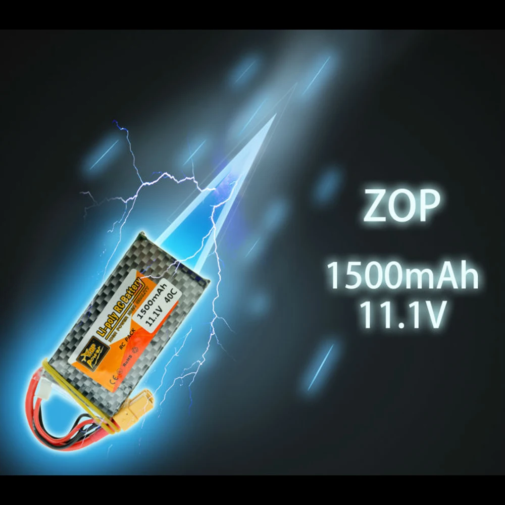 

Lipo Battery 11.1V 3S 1500Mah 40C MAX 60C RC Batteria ZOP Power T XT60 Plug For RC Car Airplane Drone Qudcopter Truck Car