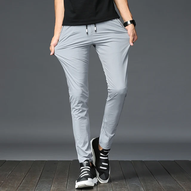 2017 Quick Drying Casual Pants Men Stretch Skinny Pants Straight Slim Fit Tapered Leg Trousers