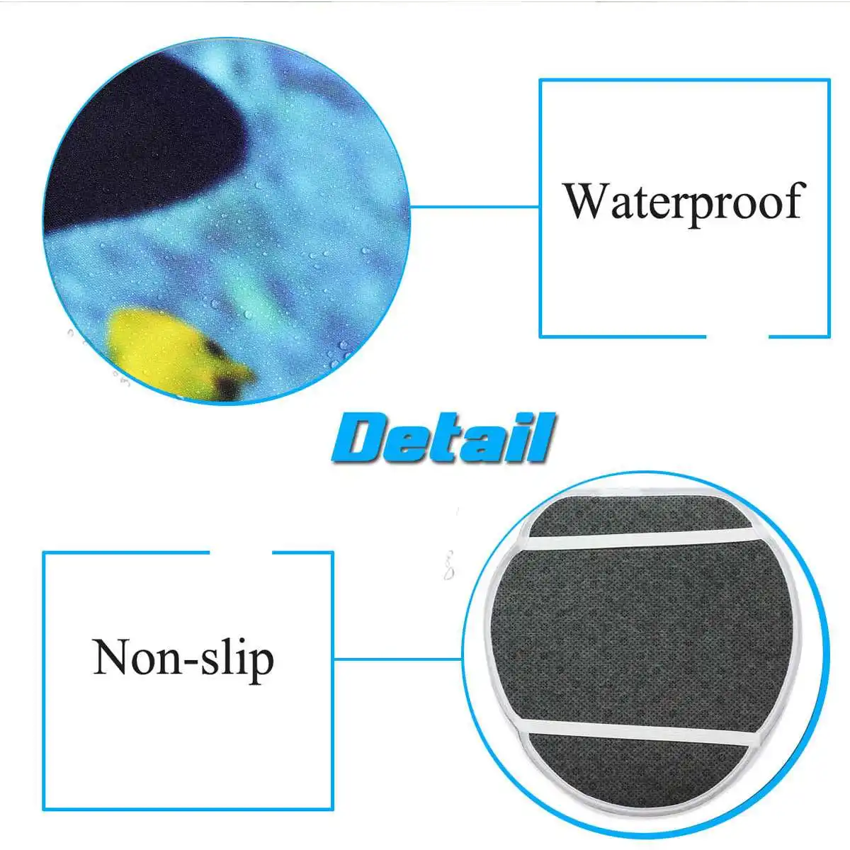 4PCS 180x180cm Waterproof Underwater World Dolphin Shower Curtain Floor Mat With 12 Hooks For Home Bathroom Tub Bathtub Decor