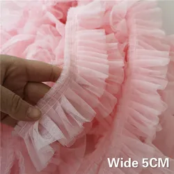 15 meter 6cm 2.36 wide blackivorypurple ruffled mesh fabric dress embroidery tapes lace trim ribbon H47S628R190929H