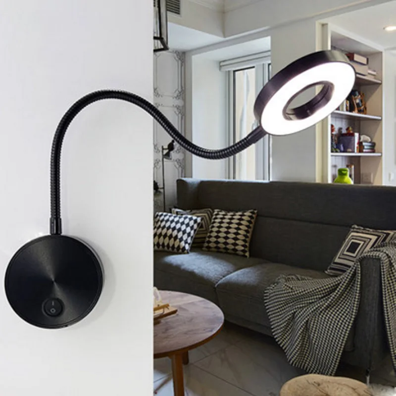 5 Вт серебристо-черный светодиодный настенный светильник гибкий домашний прикроватный настенный светильник для чтения в отеле Современный модный книжный светильник s алюминиевый светодиодный светильник