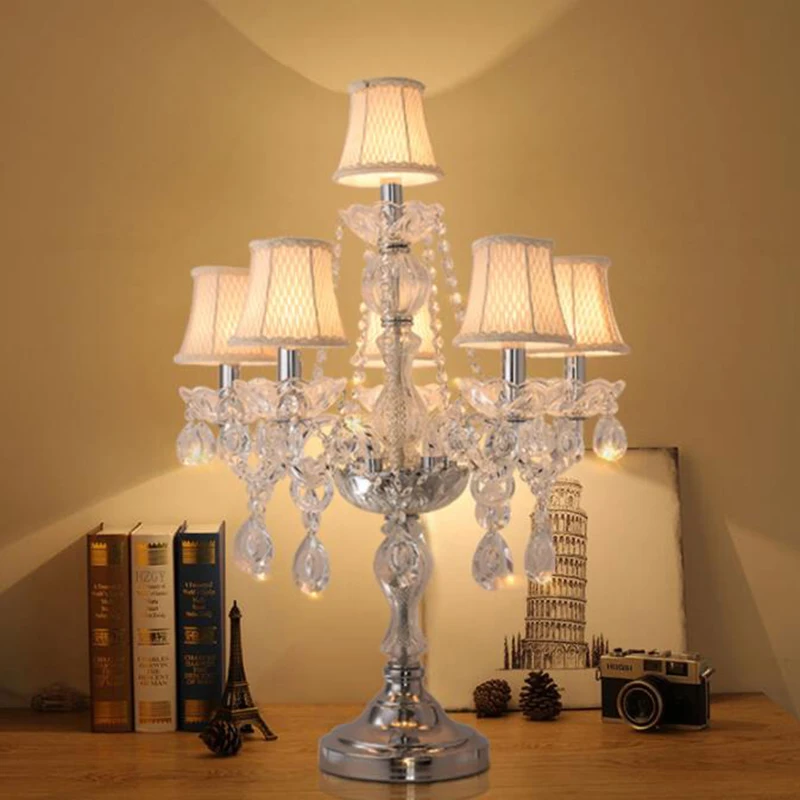 

European style LED crystal table lamps decorative indoor home lighting luxury candle lamps villa bedroom living room table light