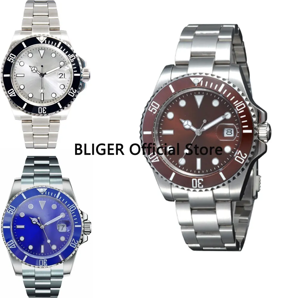 

Sapphire Crystal 40mm Brown Sterile Dial Ceramic Rotating Bezel Luminous Automatic Men's Watch MIYOTA Self-Winding Movement P-40