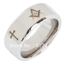 Envío Libre Barato Precio EE.UU. Canadá REINO UNIDO Rusia Brasil Caliente de venta 8mm hombres de plata biselados masonic tungsten anillo tamaño de la boda 6-13