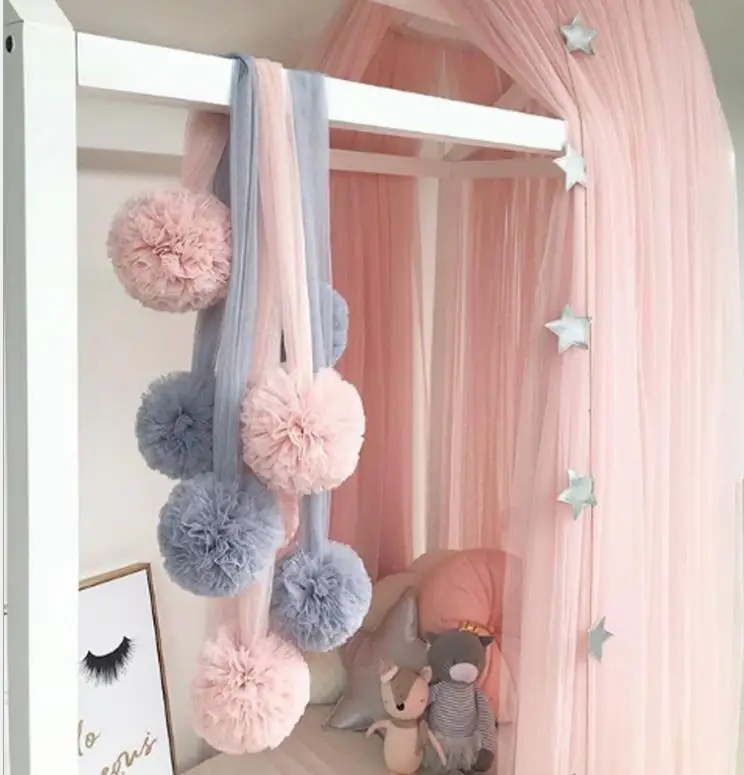 3x Nordic Kids Room Tent Mosquito Mesh Yarn Ball Wall Hanging