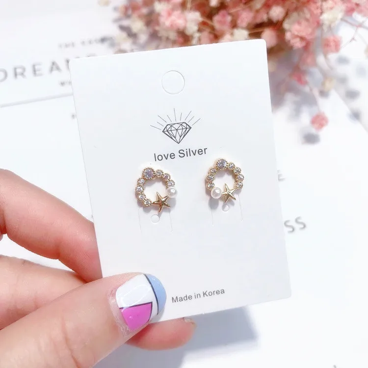 

2018 Korean Simple Fashion Dress Wear O Shaped Stud Earrings Accessories For Women Party Wholesale Star Round Pendientes