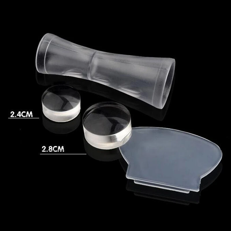 

2.4cm/2.8cm Double Heads Clear Jelly Nail Art Stamper Scraper Set Silicone Polish Printing Transfer Stamp Stamping Tool Manicure