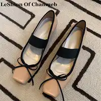 Sweet Bow Knot Women's Real Cow Leather Ballet Flats Ladies Larger Size 43 Elastic Band Ballerina Shoes Nude Flats buty damskie