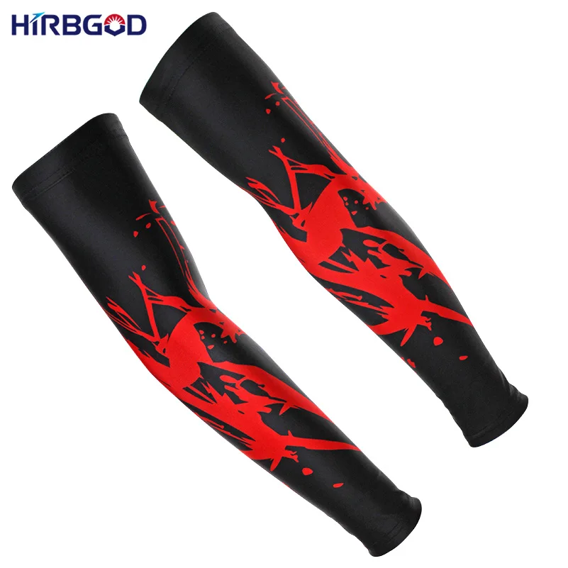 Hirbgod велосипед Спорт нарукавники Велоспорт Бег волейбол УФ Защита от солнца защитные рукава 2 шт., XT114 - Цвет: Black Red