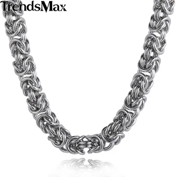 

Trendsmax Stainless Steel Byzantine Link Silver Color Gold-color Necklace Mens Chain Boy Wholesale Jewelry KNM101