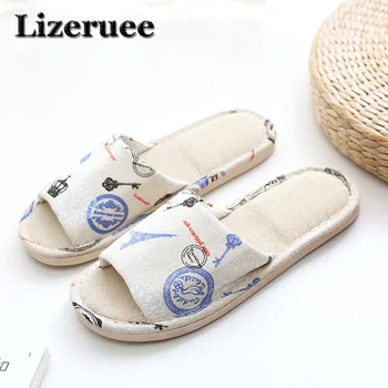

2018 Natural Flax Home Slippers Indoor Floor Men Shoes Silent Sweat Cotton and linen Slippers For Summer Men's Slippers ME132