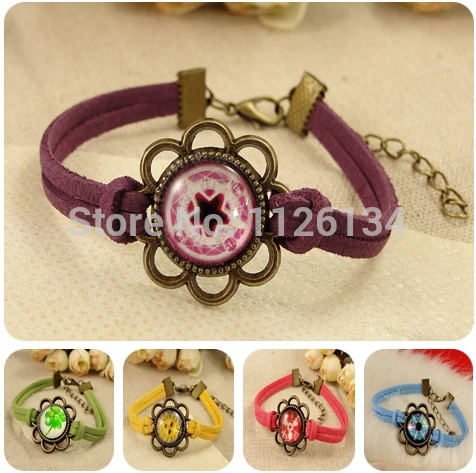 

Antique Bronze bracelet Weave Rope Brace Lace Candy Color