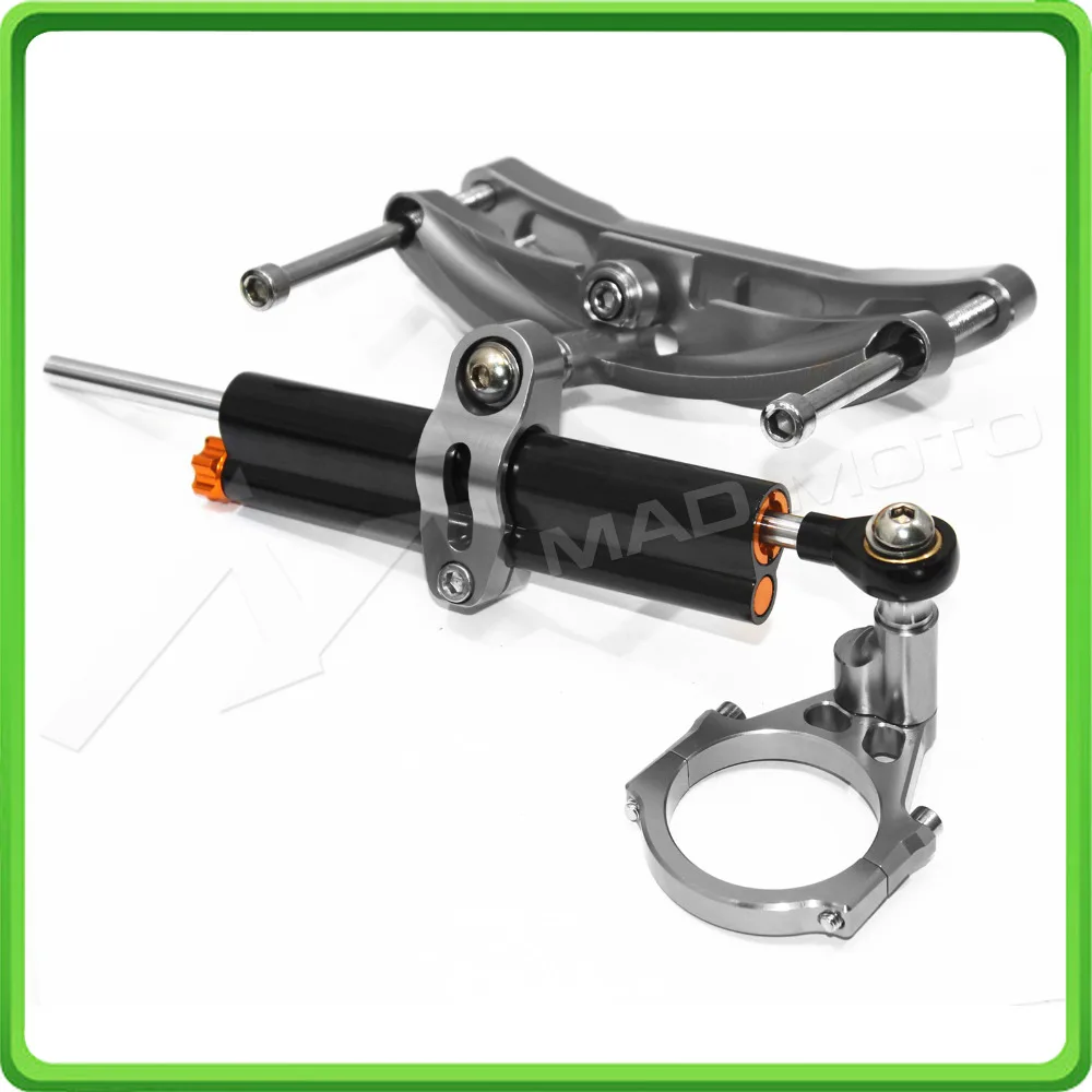 For Yamaha FZ1 Fazer 2006 2007 2008 2009 2010 2011 2012 2013 2014 2015 2016 2017 Steering Damper & Bracket Mount Kit Black&Gray (1)