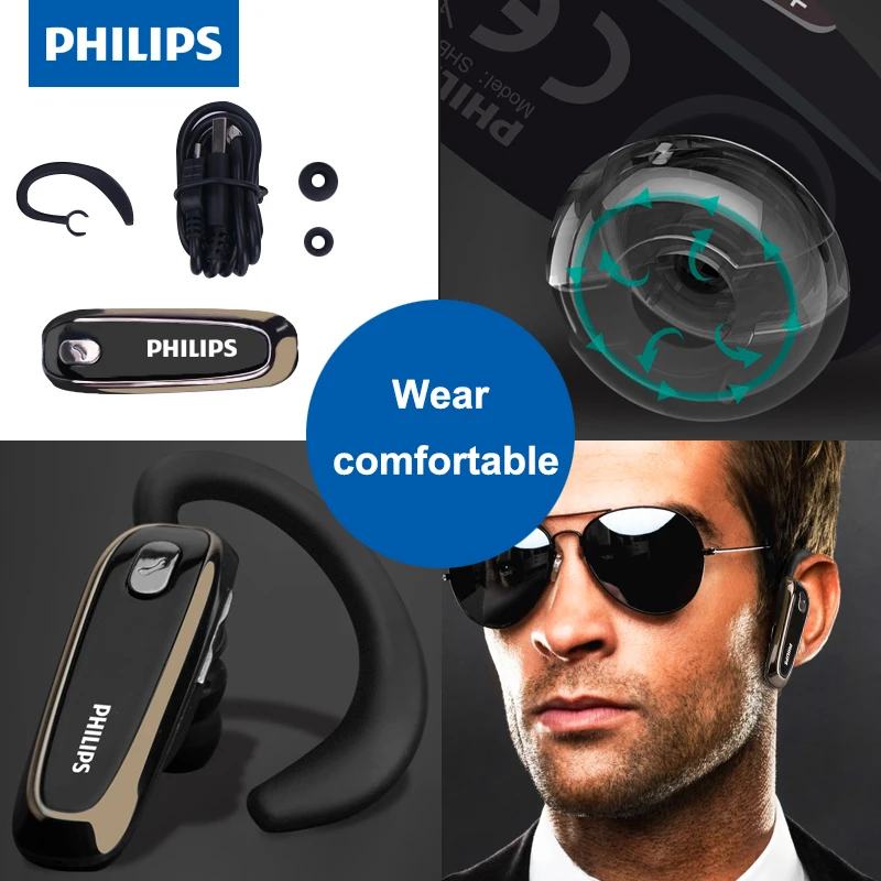 Philips SHB1700 Bluetooth наушники с литиевой Батарея Bluetooth 4,0 Шум снижение Функция для Iphone 8/8Plus официальный Тесты