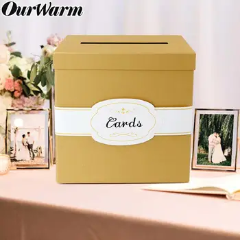 

OurWarm DIY Wedding Box Card Box Gold Paperboard Money Box Beautiful Wedding Decoration Supplies for Birthday Babay Shower Party